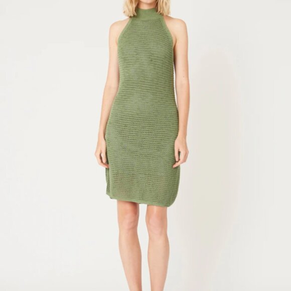 NWT ~ LUXELY "Noah" Sage Green Ribbed Halter Mini Dress ~ Size Medium ~ GAWJUS! - Picture 5 of 6
